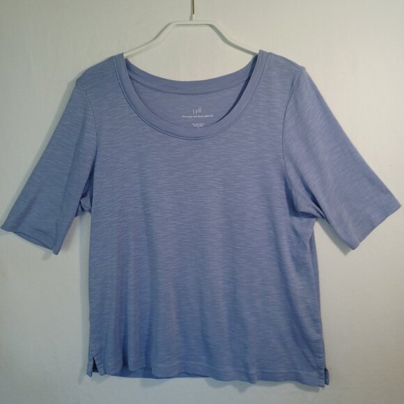 J Jill Tee Shirt Pima Scoop Neck Elbow Sleeve Blue Womens Small - Picture 2 of 11